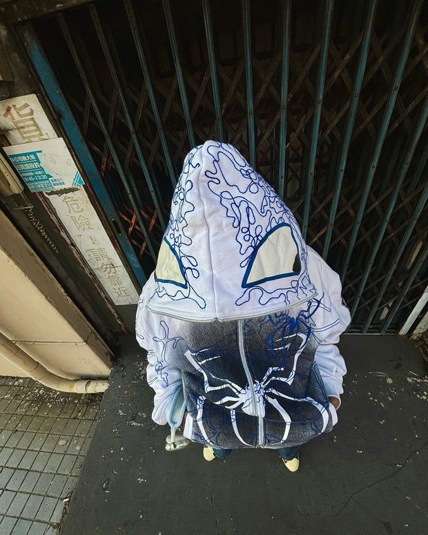 Casual Retro Spider Graffiti Zip-Up Hoodie