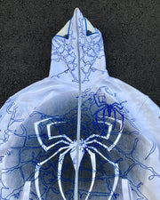 Casual Retro Spider Graffiti Zip-Up Hoodie