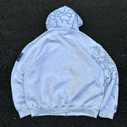 Casual Retro Spider Graffiti Zip-Up Hoodie