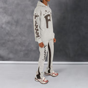 Personalized fashionable contrast letter hoodie set