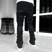 Casual street patchwork denim stacked pants