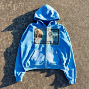 Personalized ID print zip-up hoodie