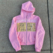 Hating Illegal Print Long Sleeve Zipper Hoodies