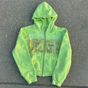 Hating Illegal Print Long Sleeve Zipper Hoodies