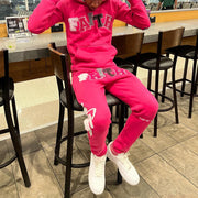 Stylish casual preppy monogram hoodie set