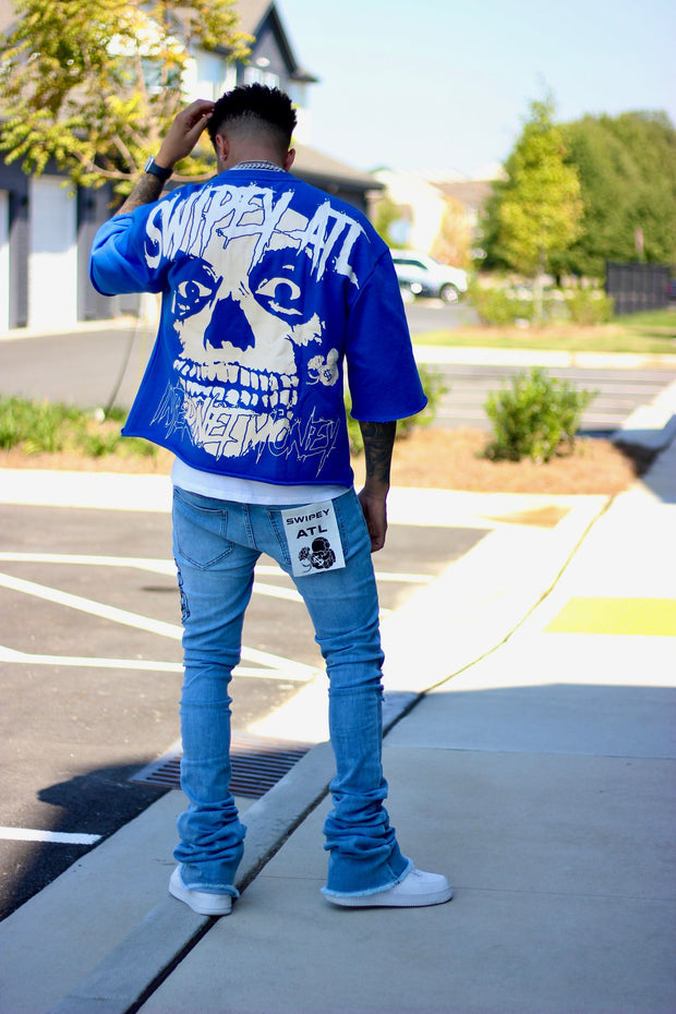 Internet Currency Skull Print Cropped T-Shirt