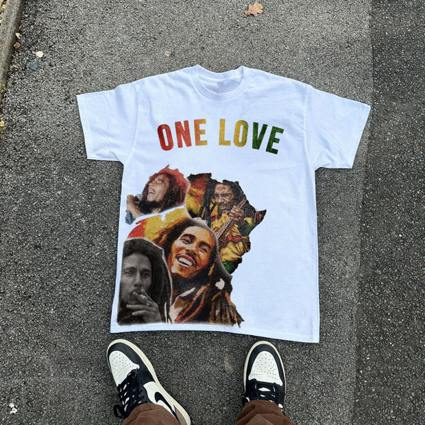 ONE LOVE print short-sleeved T-shirt