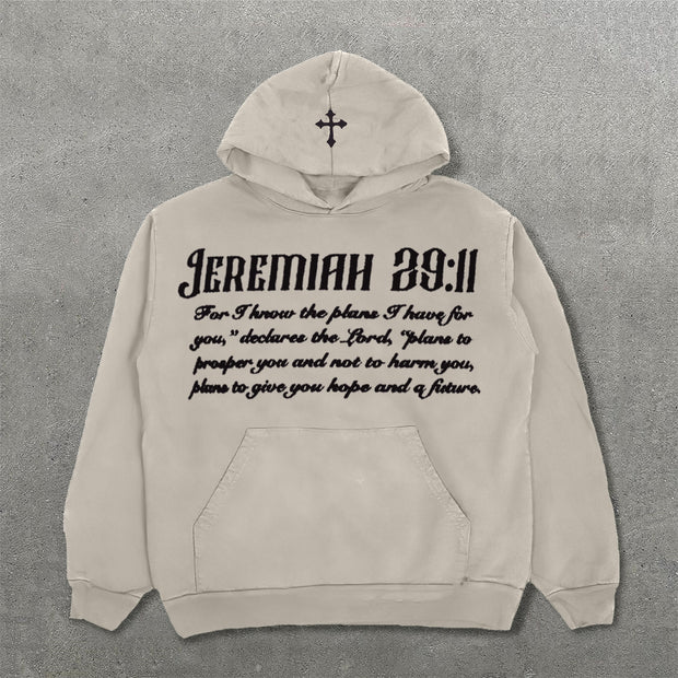 Jeremiah 29:11 Letter Print Long Sleeve Hoodies