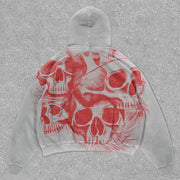 skull print vintage hoodie