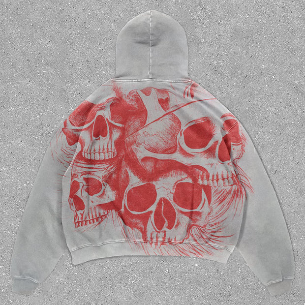 skull print vintage hoodie