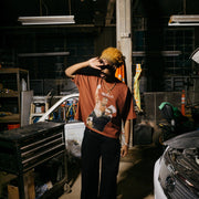 Personalized street style boxing print T-shirt