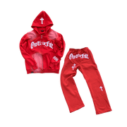 Stylish Retro Cross Zip Hoodie Tracksuit