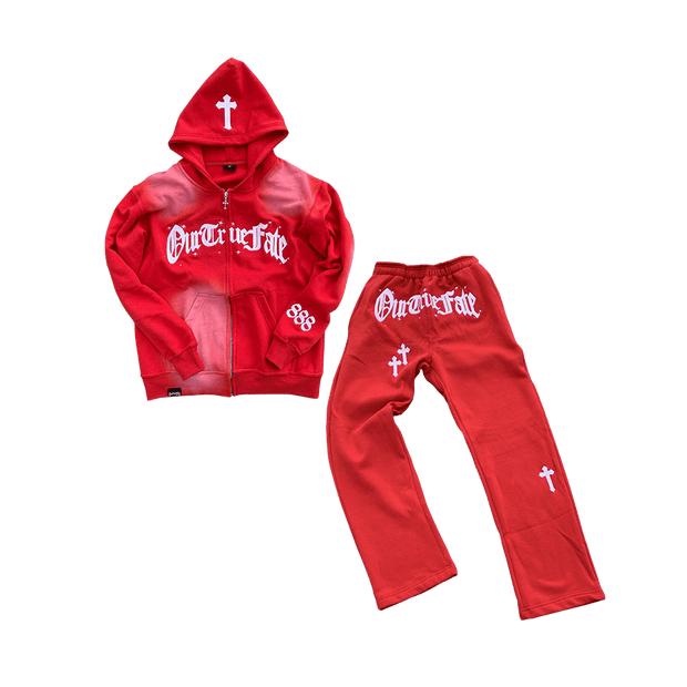 Stylish Retro Cross Zip Hoodie Tracksuit