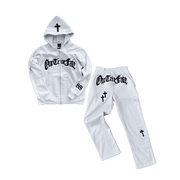 Stylish Retro Cross Zip Hoodie Tracksuit