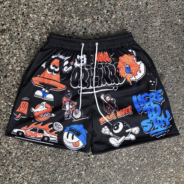 Hip-Hop Street Graffiti Mesh Shorts