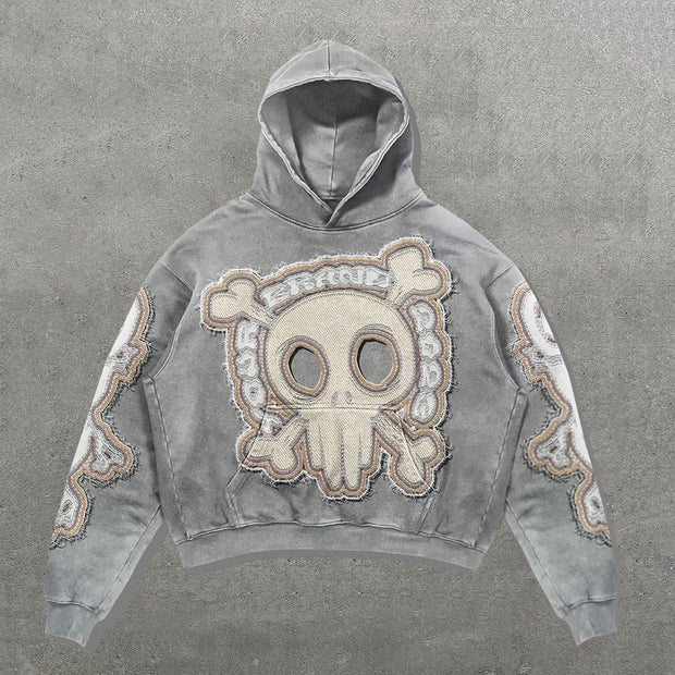 Funny Skull Print Long Sleeve Hoodies