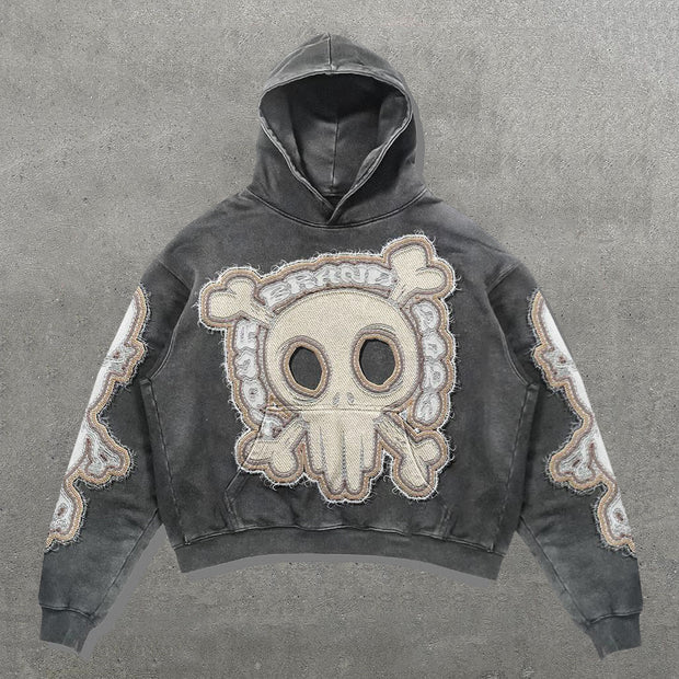 Funny Skull Print Long Sleeve Hoodies