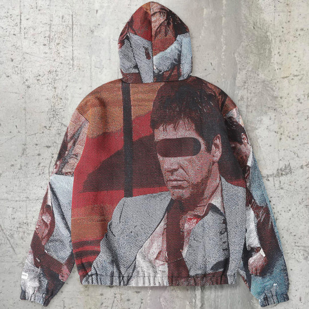 hip hop retro print tapestry hoodie