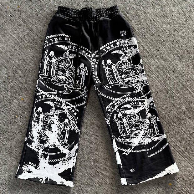 Renaissance casual street style wide-leg sweat pants