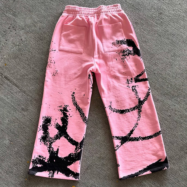 Renaissance casual street style wide-leg sweat pants