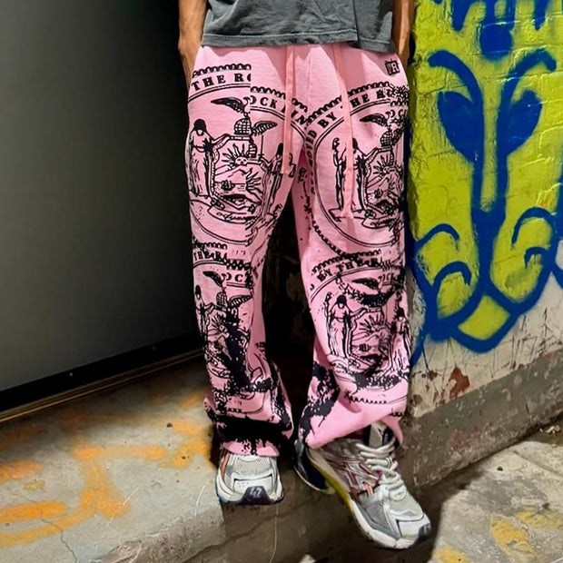 Renaissance casual street style wide-leg sweat pants