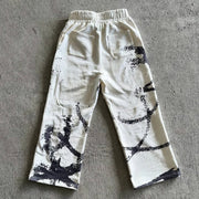 Renaissance casual street style wide-leg sweat pants