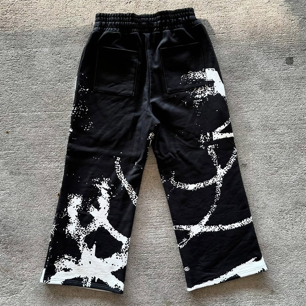 Renaissance casual street style wide-leg sweat pants