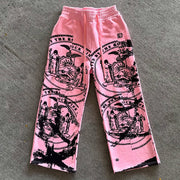 Renaissance casual street style wide-leg sweat pants