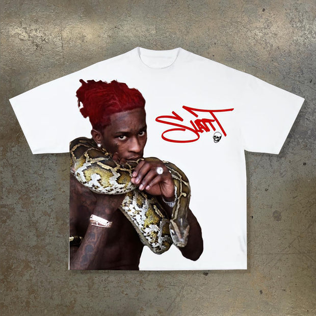 Character Snake Print Short Sleeve T-Shirt
