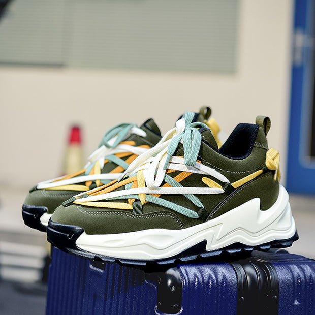 Deconstructed running shoes thick sole heightened casual daddy shoes