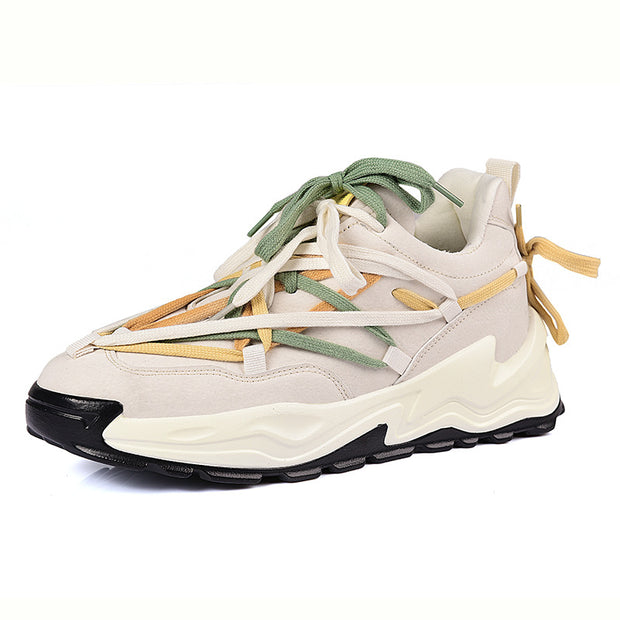 Deconstructed running shoes thick sole heightened casual daddy shoes