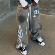 Hip-hop retro graffiti street wide-leg sweat pants