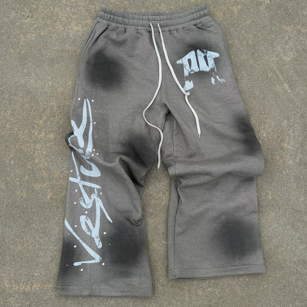 Hip-hop retro graffiti street wide-leg sweat pants