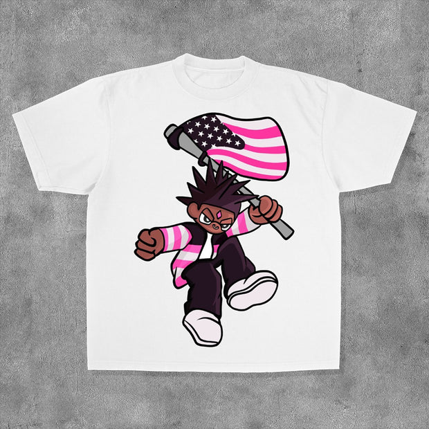 Cartoon Character Print Short Sleeve T-Shirt