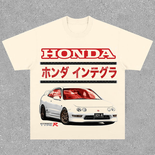 Street Honda car print T-shirt