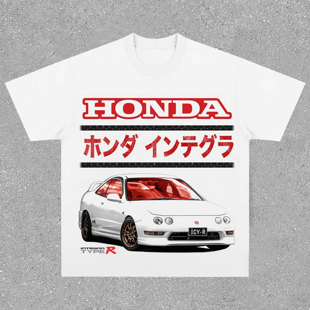 Street Honda car print T-shirt