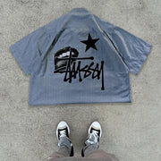 Retro casual print short sleeve shirt