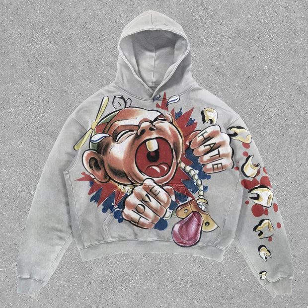 Stylish retro print graphic hoodie