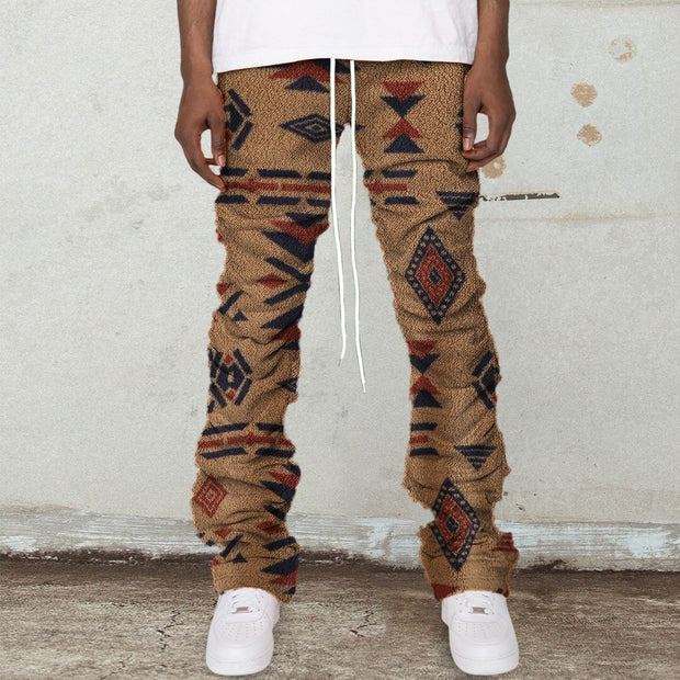 Retro ethnic style polar fleece street trousers