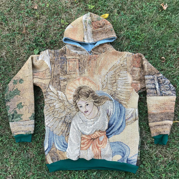 Trendy Angel Print Vintage Hoodie