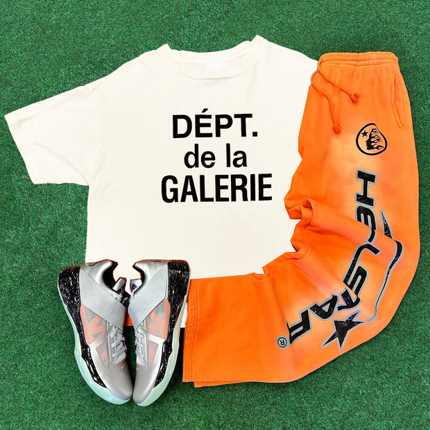 Lettering Print T-shirt Sweatpants Two Piece Set