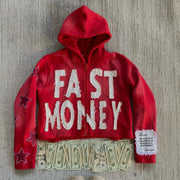 Retro Lettering Zip Hoodie