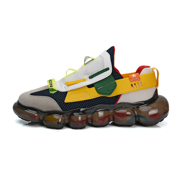 Breathable mesh popcorn sports men's shoes dazzling color dad ins tide shoes net red student running net shoes