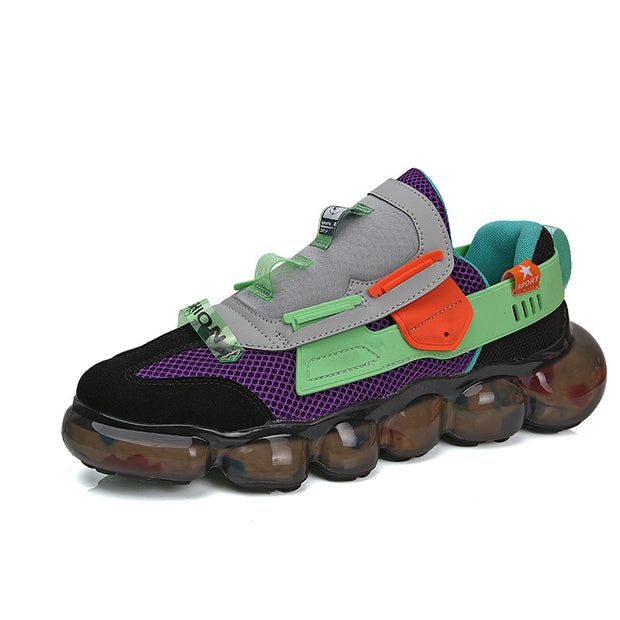 Breathable mesh popcorn sports men's shoes dazzling color dad ins tide shoes net red student running net shoes