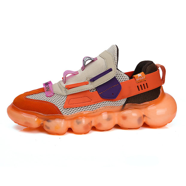 Breathable mesh popcorn sports men's shoes dazzling color dad ins tide shoes net red student running net shoes