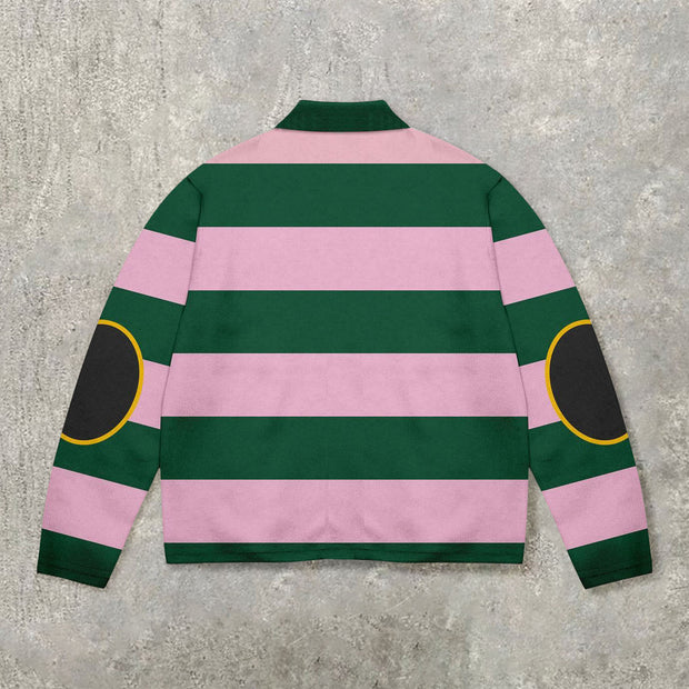 Personalized casual contrast striped POLO shirt