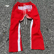 Fashionable college style casual letter flare pants