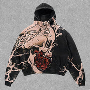 skull retro graphic hoodie