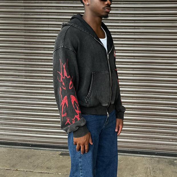 Cross casual streetwear zip-up hoodie
