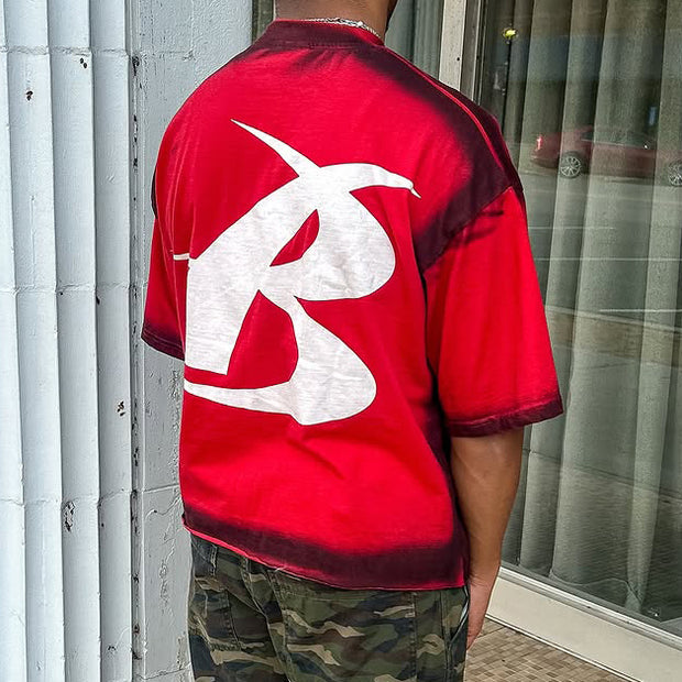 Letter Tie-dye Print Short Sleeve T-Shirt